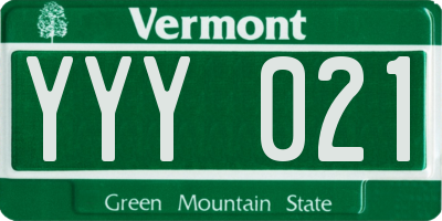 VT license plate YYY021