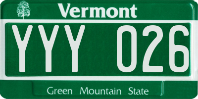 VT license plate YYY026