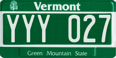 VT license plate YYY027