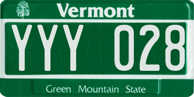 VT license plate YYY028