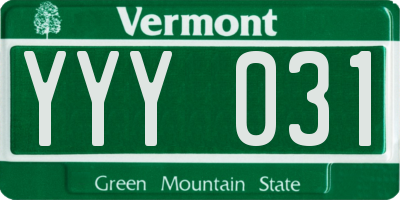 VT license plate YYY031