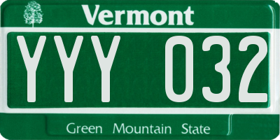 VT license plate YYY032