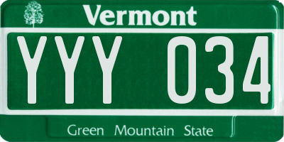 VT license plate YYY034