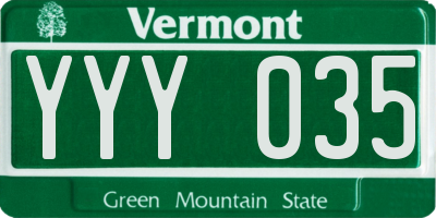 VT license plate YYY035
