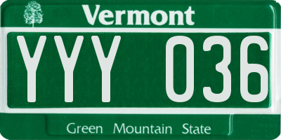 VT license plate YYY036