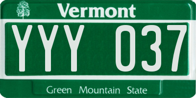 VT license plate YYY037