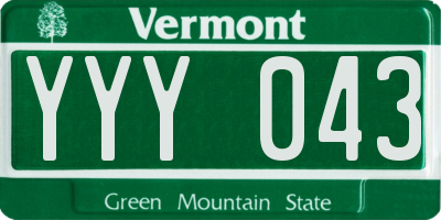 VT license plate YYY043