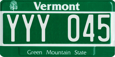 VT license plate YYY045