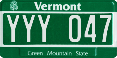 VT license plate YYY047