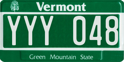 VT license plate YYY048