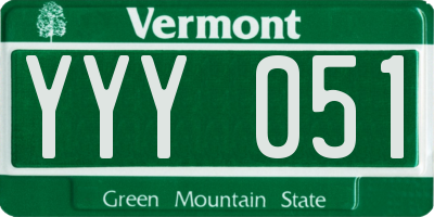 VT license plate YYY051