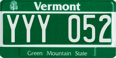 VT license plate YYY052