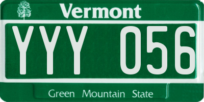VT license plate YYY056