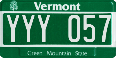 VT license plate YYY057