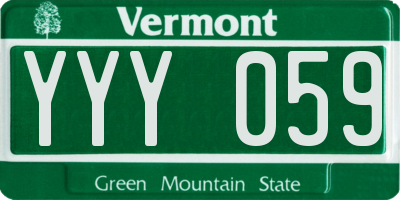 VT license plate YYY059