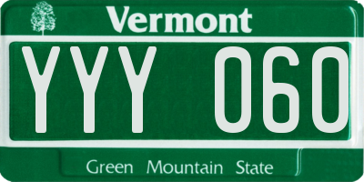 VT license plate YYY060
