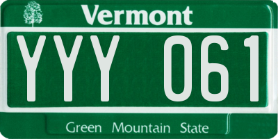 VT license plate YYY061