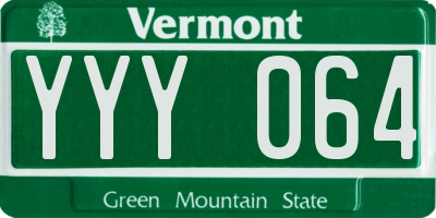 VT license plate YYY064
