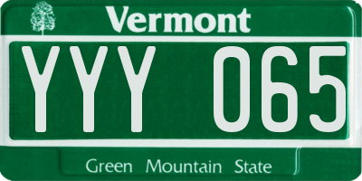 VT license plate YYY065