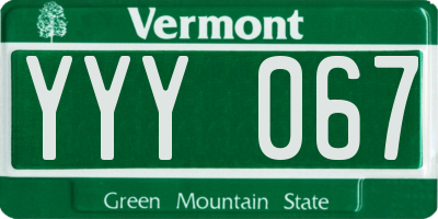 VT license plate YYY067