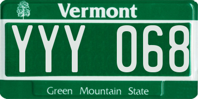 VT license plate YYY068