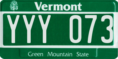 VT license plate YYY073