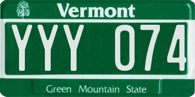 VT license plate YYY074