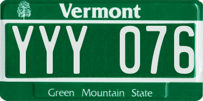 VT license plate YYY076