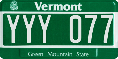 VT license plate YYY077