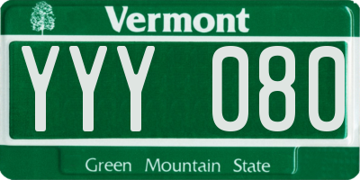 VT license plate YYY080