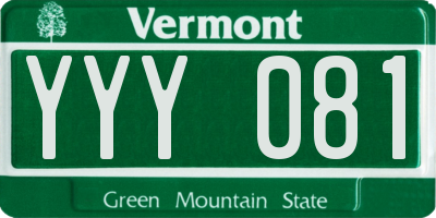 VT license plate YYY081