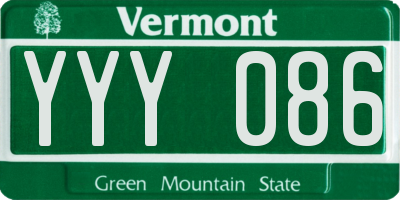VT license plate YYY086
