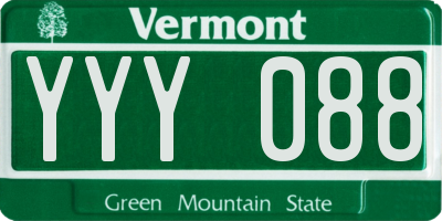 VT license plate YYY088