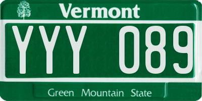 VT license plate YYY089