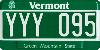 VT license plate YYY095