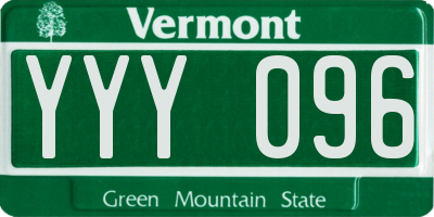 VT license plate YYY096