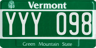 VT license plate YYY098