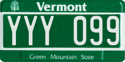 VT license plate YYY099