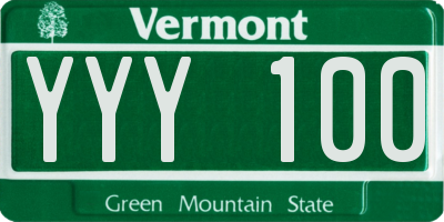 VT license plate YYY100