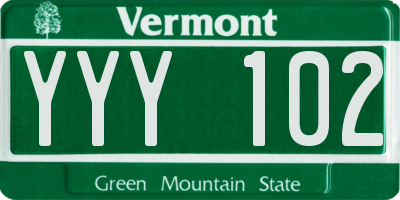 VT license plate YYY102