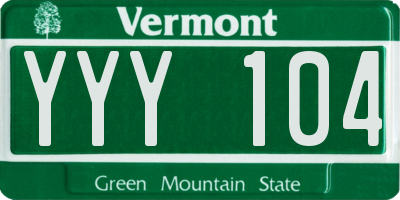 VT license plate YYY104