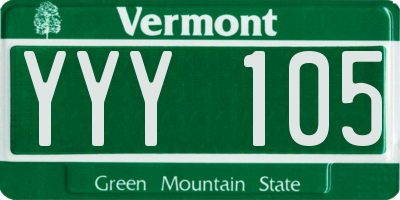 VT license plate YYY105