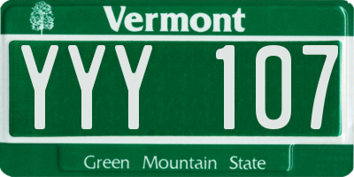 VT license plate YYY107