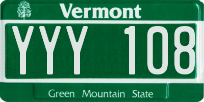 VT license plate YYY108
