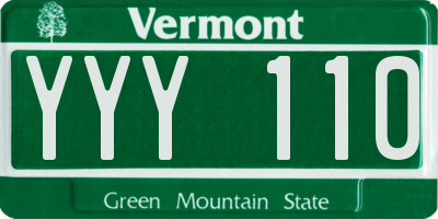 VT license plate YYY110