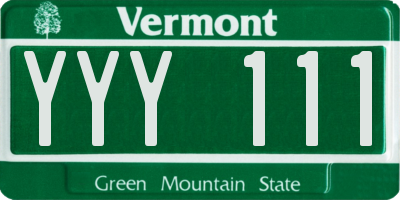 VT license plate YYY111
