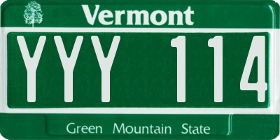 VT license plate YYY114