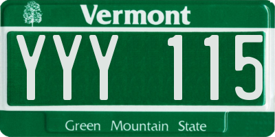 VT license plate YYY115