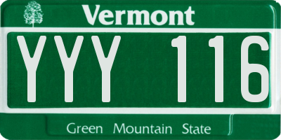 VT license plate YYY116