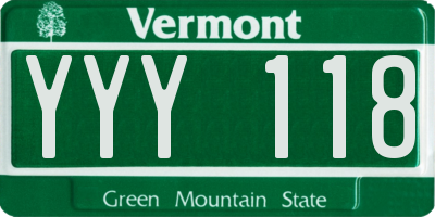 VT license plate YYY118